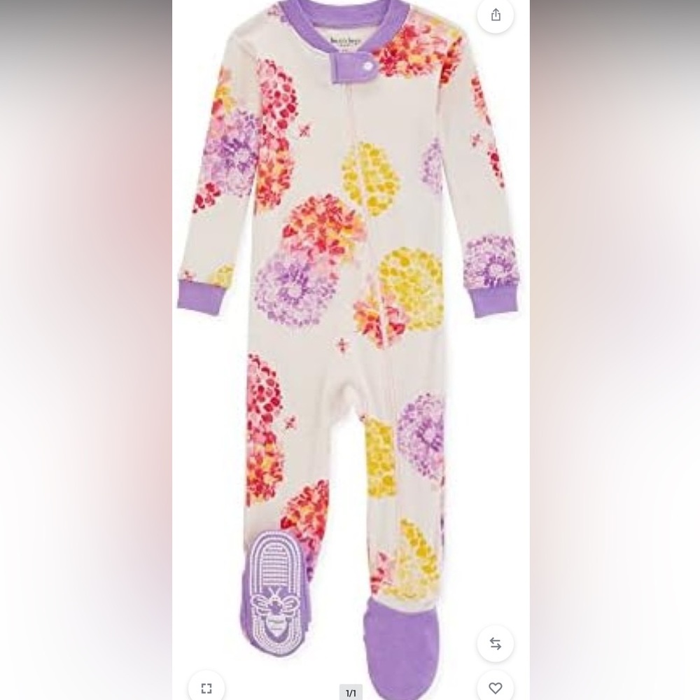 Baby Infant Toddler 12 Months Burt’s Bees Pajamas PJ’s Footie Onesie Colorful